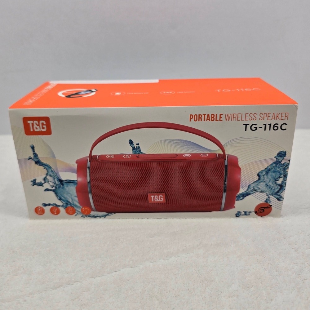 T&G TG-116C Portable Wireless‎ Bluetooth Speaker Splashproof Red New